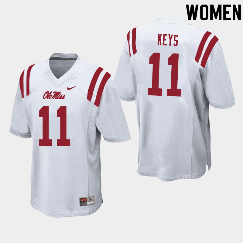 Women #11 Austin Keys Ole Miss Rebels College Football Jerseys Sale-White